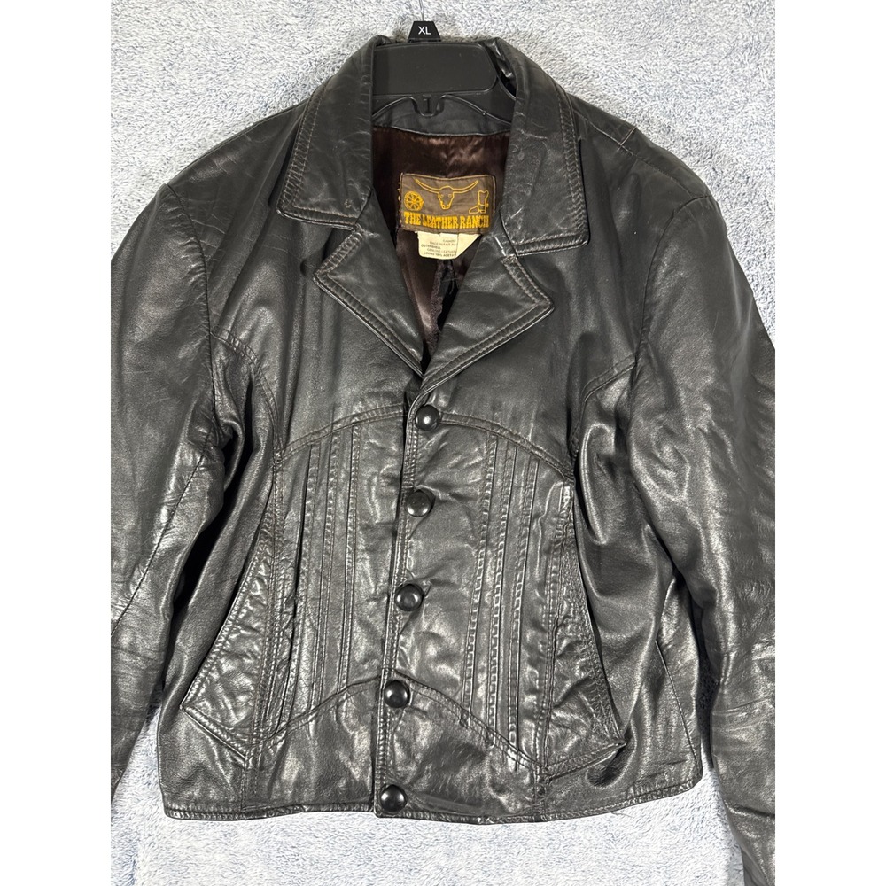 The Leather Ranch Vintage Brown Genuine Leather Button Front Western Jacket XL - Picture 2 of 15